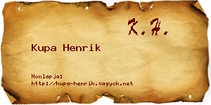Kupa Henrik névjegykártya